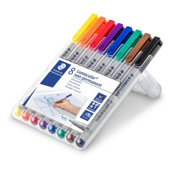 STAEDTLER 316 NON-PERMANENT PEN FINE 0.6MM ASS WLT 8  LUMOCOLOR