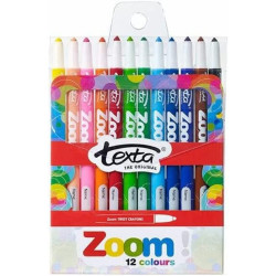 CRAYONS TEXTA ZOOM TWIST ASST PK12 HARD CASE