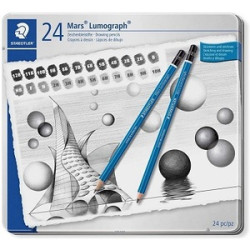 LUMOGRAPH TIN 24 PENCILS ASSORTED DEGREES 9H-9B