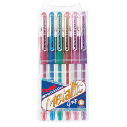 PENTEL GEL GRIP METALLIC ASST WLT6 PEN RB HYBRID K118M