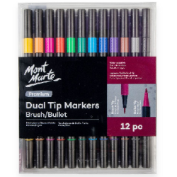MM DUAL TIP MARKERS BRUSH/BULLET PREMIUM 12PC