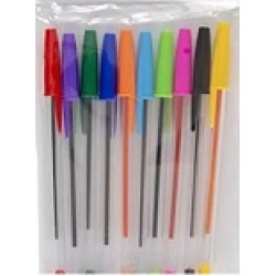MULTICOLOURED BALLPOINT PENS PK10