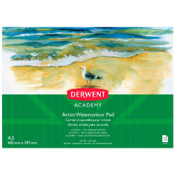DERWENT ACADEMY WATERCOLOUR PAD A3 LANDSCAPE 12 SHEET