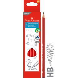 FABER JUNIOR TRIANGULAR HB PENCIL BLACK LEAD (Solid Red)